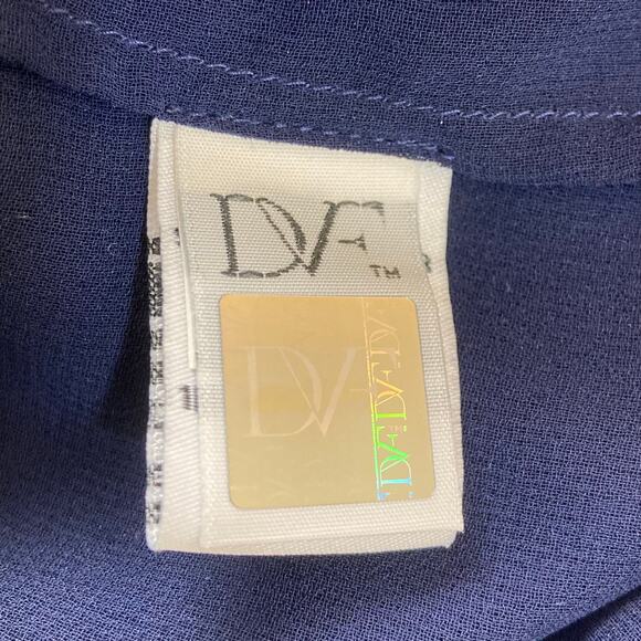 Diane von Furstenberg silk blouse Simonia Womens size 2 navy ruffled chiffon top - Picture 11 of 14